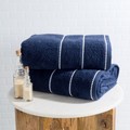 Hastings Home 2-piece Luxury Cotton Towel Set, Bath Sheet Made from 100% Zero Twist Cotton, (Navy/White) 261344FMB